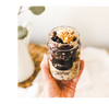 plant based proteins in peanut butter & jelly overnight oats