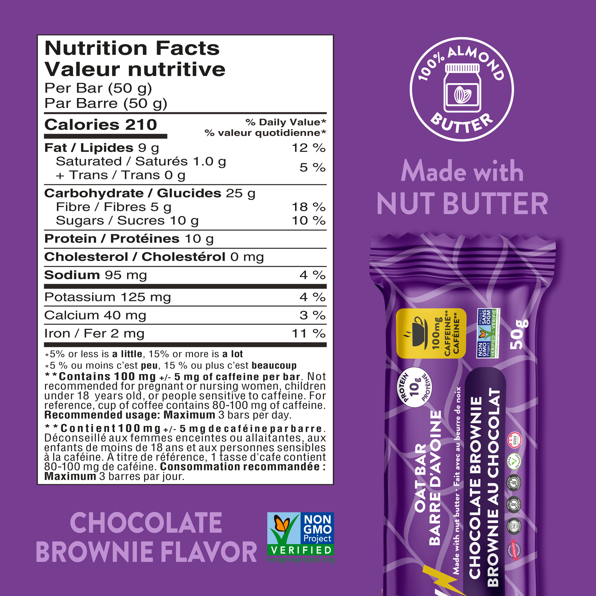 Chocolate Brownie Yumi Energy Caffeinated Oat Bars