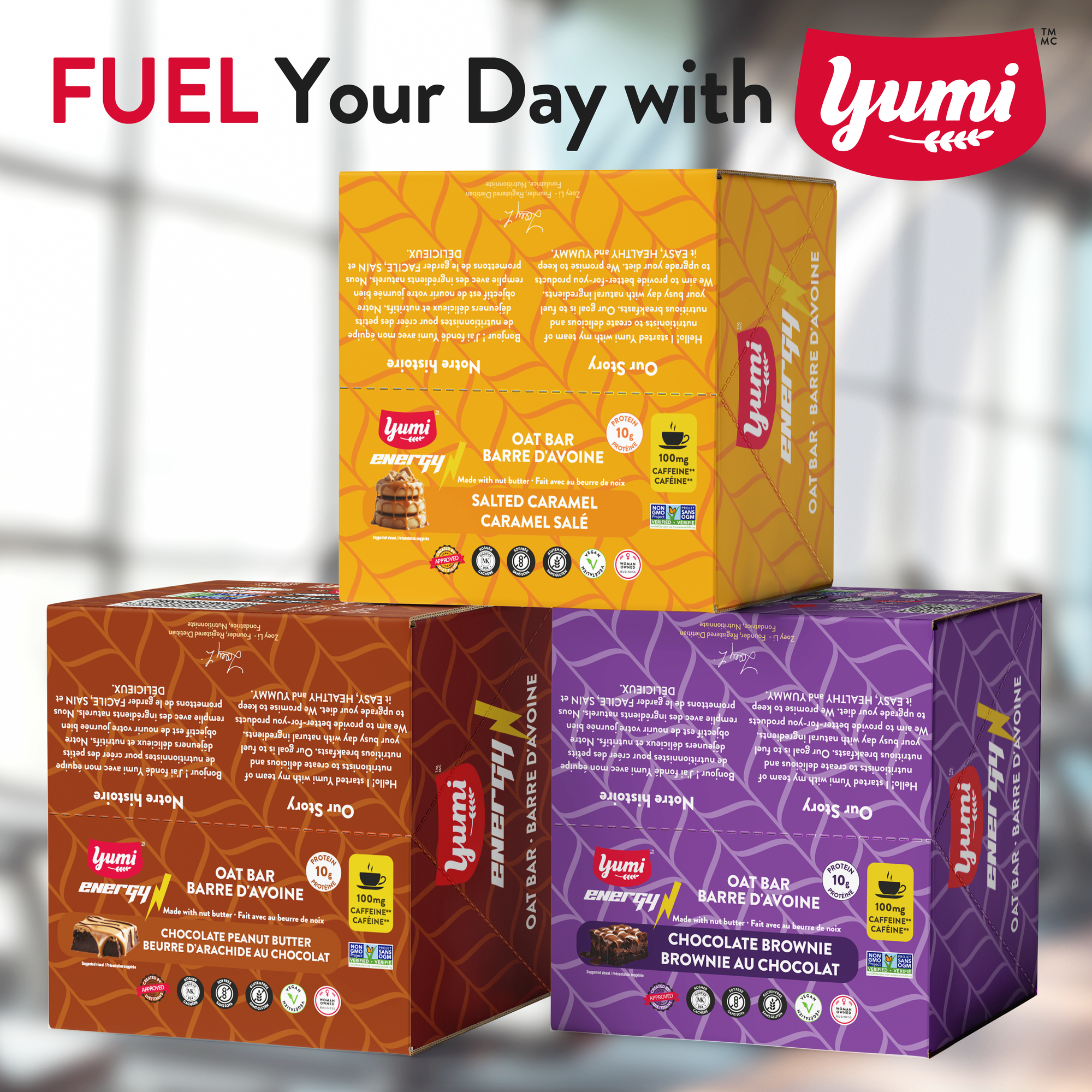 Chocolate Brownie Yumi Energy Caffeinated Oat Bars