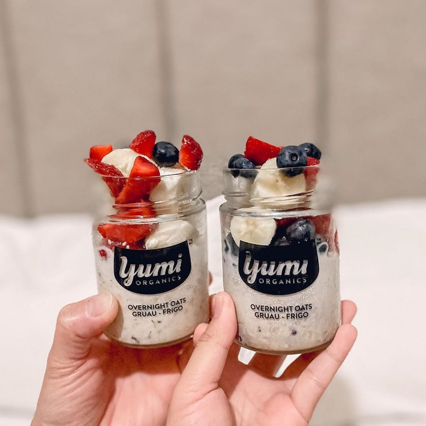 Couple sharing Yumi maple cranberry overnight oats